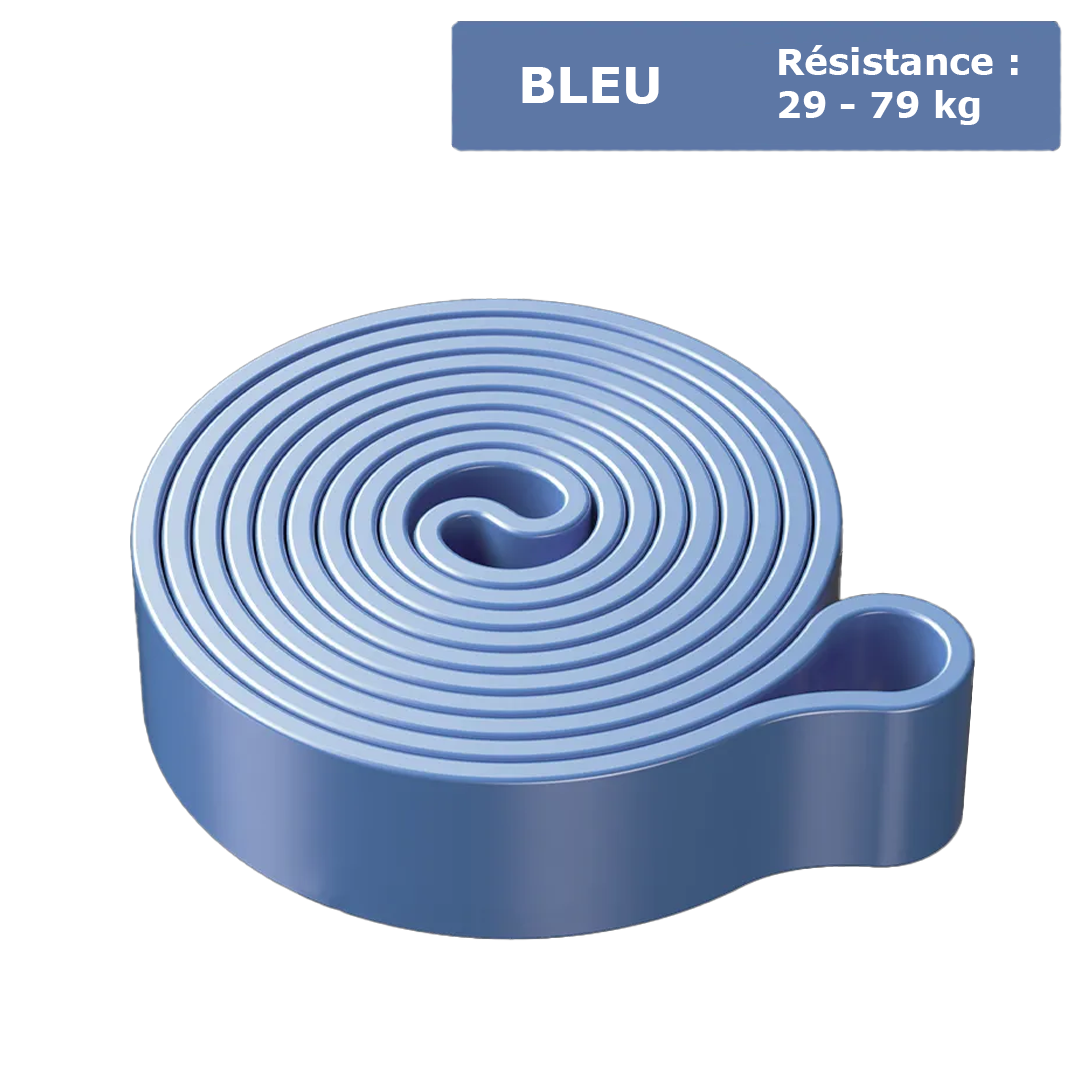 Élastique de musculation bleu - Résistance de 29 à 79 kg