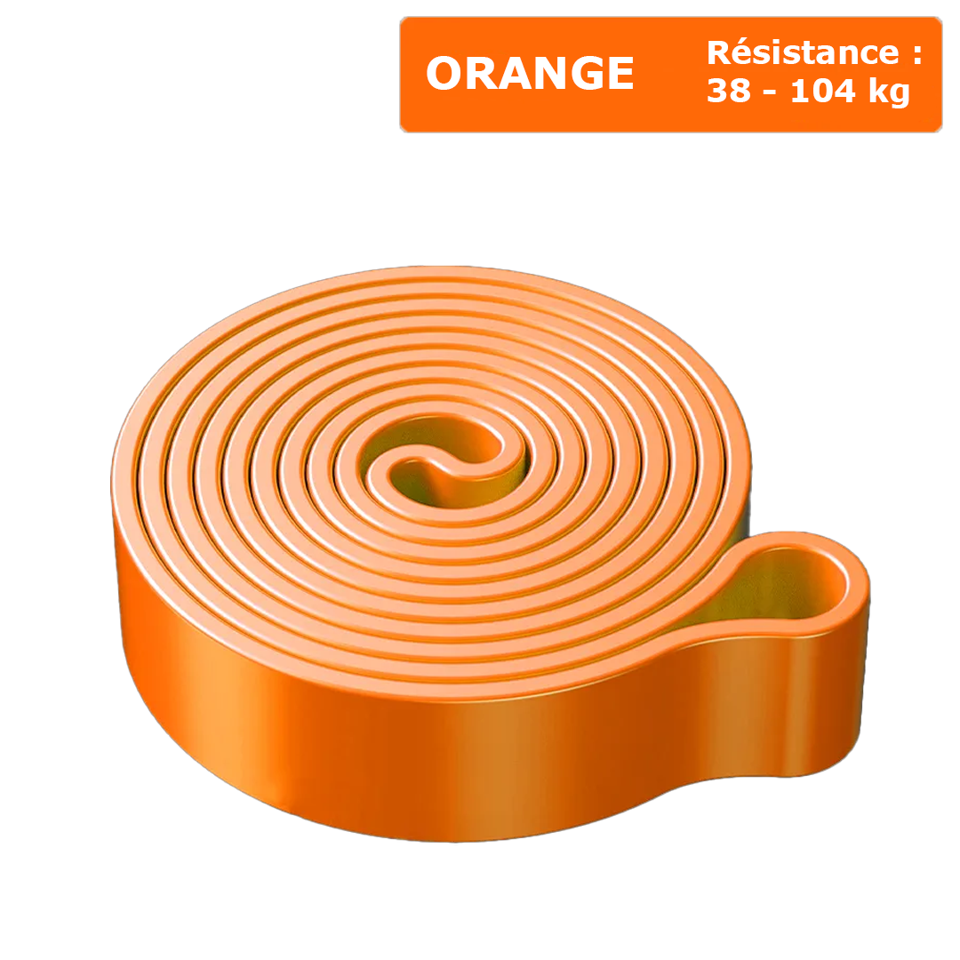 Élastique de musculation orange - Résistance de 38 à 104 kg